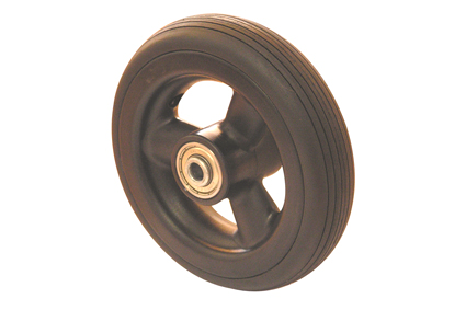 Softroller X-treme leicht, Leichtgewicht, geringer Fahrwiderstand, 5x1 (Ø125x30mm) schwarze Reifen Schwarze Felge, 3 Hohlspeichen, Nabenlänge 36mm, Kugellager (2x), für Achse 8mm, Gewicht 210 Gramm,