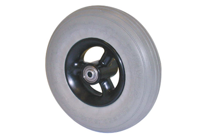 Rad mit Luftbereifung grau, 7 x 1 3/4 (Ø175x45), Linienprofil, Felge Kunststoff schwarz, 3 Hohlspeic ohne Bremse, Nabenlänge 60 mm, Kugellager (2x), nicht vertieft, für Achse 8 mm