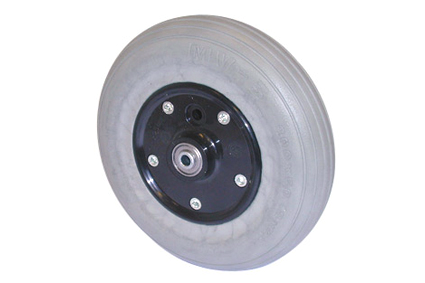 Rad mit Luftbereifung grau, 7 x 1 3/4 (Ø175x45), Linienprofil, Felge Kunststoff schwarz, 2-teilig ohne Bremse, Nabenlänge 60 mm, Kugellager (2x), nicht vertieft, für Achse 8 mm