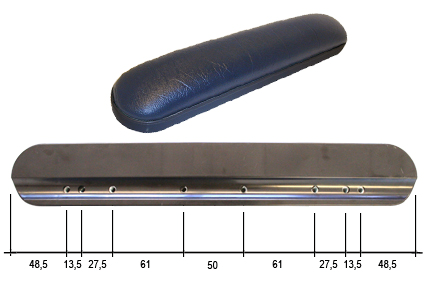 Armlehne Schaum , universal, Länge 351mm, Löcher Steckmaß 170/210/227/240/254mm, Schale/Vinyl schwarz, Z.b. für Quicky (lang), Meyra, Ortopedia