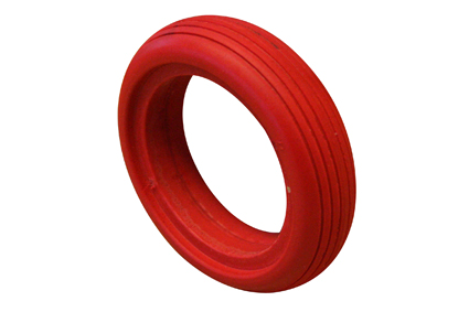 Reifen PU rot 5 x 1 (Ø100x30) Innenbreite Felge 23-25mm, Rillenprofil 