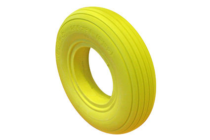 Reifen PU gelb 7 x 1 3/4 (Ø175x45) Innenbreite Felge 30-32mm, Rillenprofil 