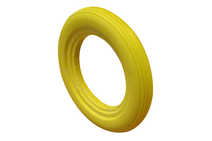 Reifen PU gelb, 8 x 1¼ (Ø200x30) Innenbreite Felge 20-22mm, Rillenprofil 
