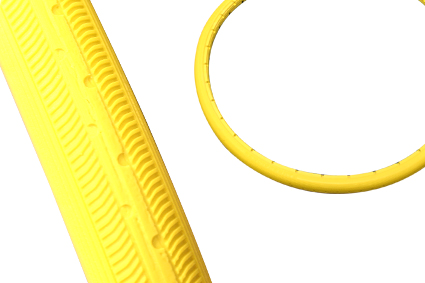 Reifen PU gelb, 22 x 1 (25-489) Innenbreite Felge 20mm, MV 12 Profil Fishbone 