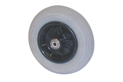 Rad mit Luftbereifung grau, 7 x 1 3/4 (Ø175x45), Linienprofil, Felge Kunststoff schwarz, 1-teilig ge ohne Bremse, Nabenlänge 60 mm, Kugellager (2x), nicht vertieft, für Achse 8 mm