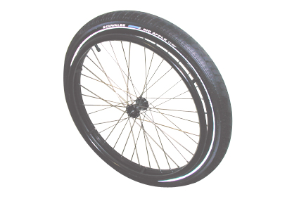 Offroad Rad 24x2.2 (60-507) Nabe Alu schwarz, Kugellager 12 mm, Felge schwarz, Greifring Alu schwarz Bereifung schwarz Reflexion Schwalbe Big Ben (55-507) , Schlauch AV Ventil, 36 Speichen rostfrei g