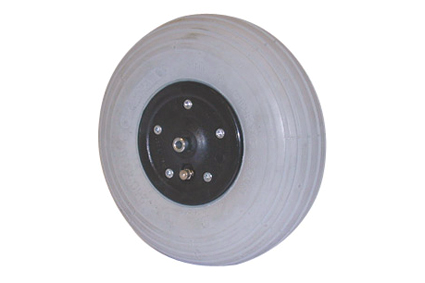 Rad mit Luftbereifung grau, 3.00 - 4 (Ø260x85), Linienprofil, Felge Kunststoff schwarz, 2-Teilig ohne Bremse, Nabenlänge 98 mm, Kugellager (2x), nicht vertieft, für Achse 8 mm