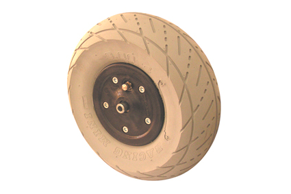 Rad mit Luftbereifung grau, 3.00 - 4 (Ø260x85), Highway (V) Profil, Felge Kunststoff schwarz, 2-Teil ohne Bremse, Nabenlänge 98 mm, Kugellager (2x), nicht vertieft, für Achse 8 mm
