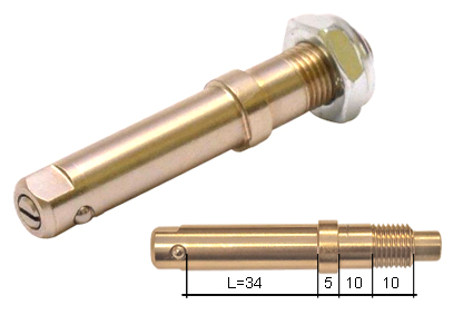 Quick Release Achse Ø12x34mm, effektive Länge (L) 34mm, Gewinde 10 mm, Stahl gehärtet vernickelt Mit 1 Mutter M12